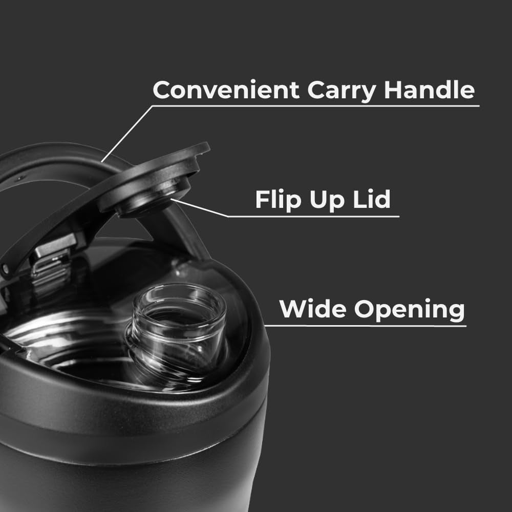 24 Oz New Stainless Steel Shaker – Insulated, Leakproof, Bpa-Free with Silent Mixing Grate – No Clumps, No Noise – Premium Shaker for Fitness, Sports & Everyday Use, Black