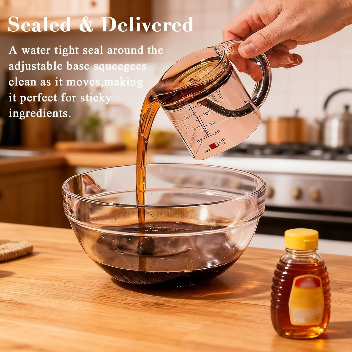 4-In-1 Adjustable Measuring Cup, Multi Measurings Cube Cups for Cooking and Baking with Oz/Ml Dual Markings, Scraper-Style Seal Base, Space-Saving Easy to Clean