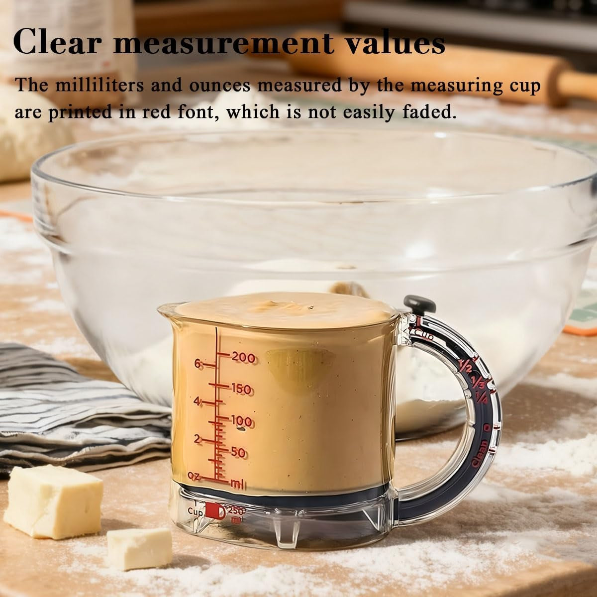 4-In-1 Adjustable Measuring Cup, Multi Measurings Cube Cups for Cooking and Baking with Oz/Ml Dual Markings, Scraper-Style Seal Base, Space-Saving Easy to Clean