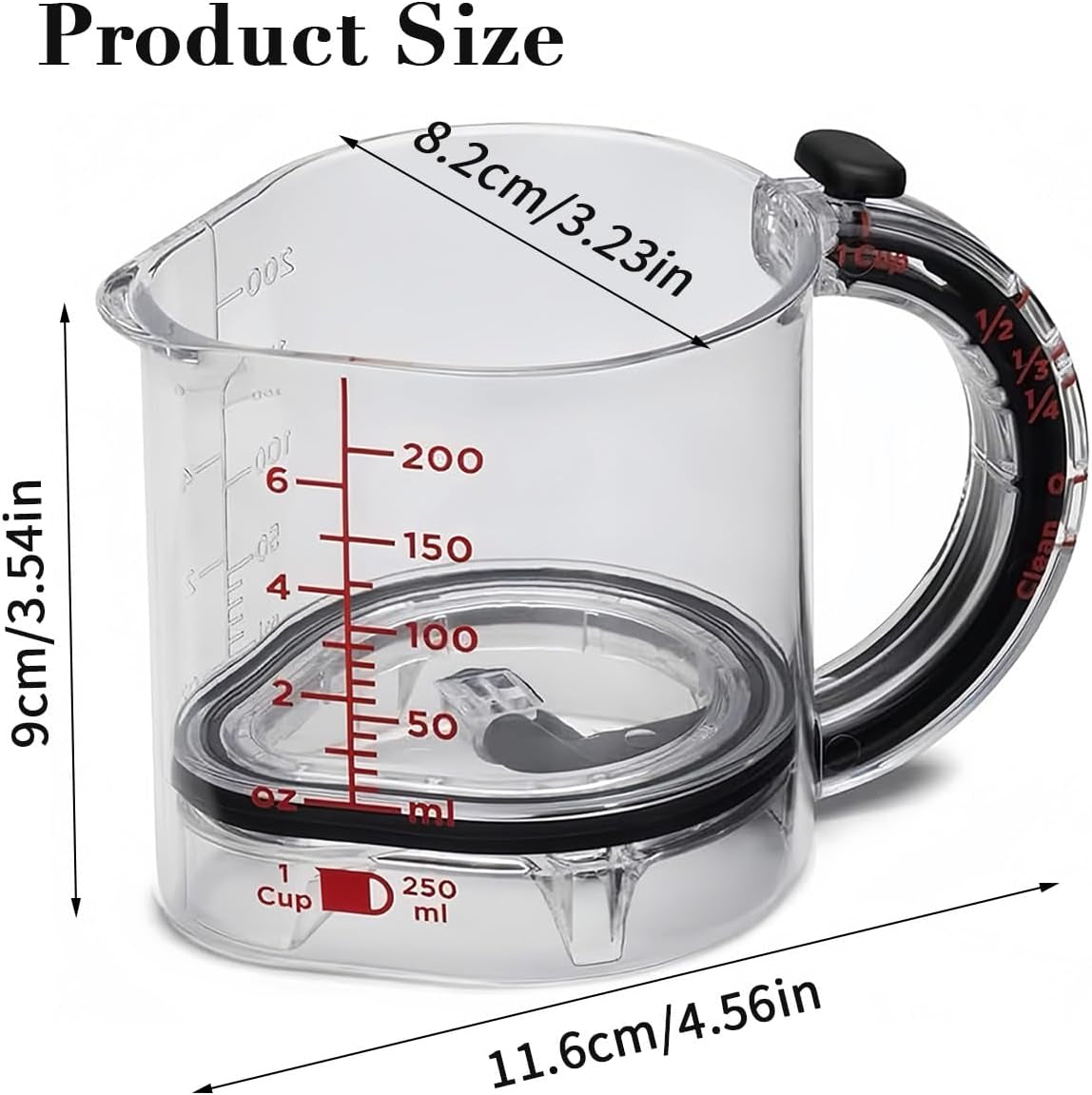 4-In-1 Adjustable Measuring Cup, Multi Measurings Cube Cups for Cooking and Baking with Oz/Ml Dual Markings, Scraper-Style Seal Base, Space-Saving Easy to Clean
